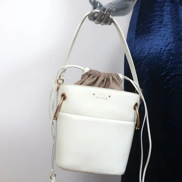 CHLOE ROY BUCKET BAG CREAM LEATHER SMALL CROSSBODY SHOULDER BAG - Picture 2 of 13